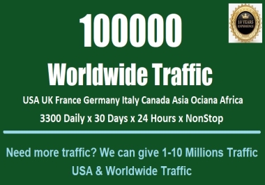 100000 Visitors to your Website from Search Engine and Sociall media Worldwide