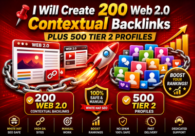I will create 200 Web2.0 contextual backlinks 500 profile tier 2 backlinks