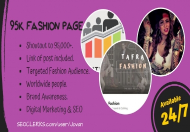 Shoutout to targeted 95k Fashion and Clothing Audience Page