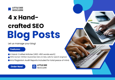 4 Hand-Crafted SEO Blog Posts and Bonus Images