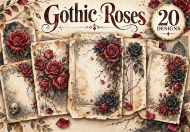 Junk Journal Gothic Roses Pages