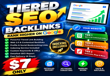 I Will Build Powerful Tiered SEO Backlinks With Indexing & Report