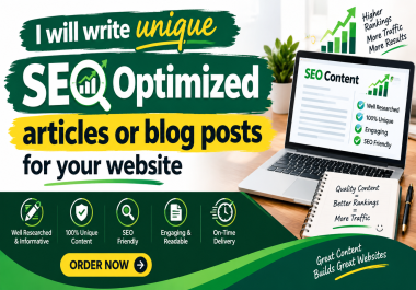 will write unique SEO Optimized articles or blog posts for your website