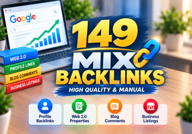 149 High Quality Mixed SEO Backlinks - Manual Link Building