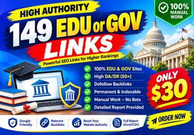 149 EDU or GOV Backlinks - High Authority SEO Links