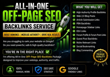 ALL IN ONE SEO Backlinks Packages,  Rank Your Websites