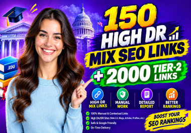 150 High DR Mix SEO Links + 2000 Tier-2 Links Powerful Link Building Service