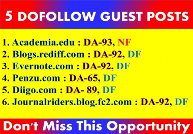 I will Do 5 Guest Posts on +90 DA sites