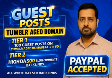 Get 100 Premium Do-Follow Guest Posts on Aged Tumblr Domains PA Up to 60