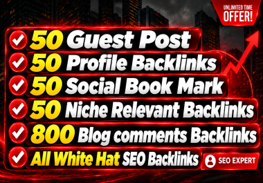Get 1000 High Authority Backlinks Guest Posts,  Profile,  Book Mark,  Niche & Comment Backlinks