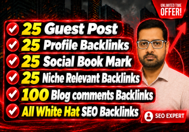 Get 200 High Authority Backlinks Guest Posts,  Profile,  Book Mark,  Niche & Comment Backlinks