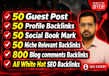 Get 1000 High Authority Backlinks Guest Posts,  Profile,  Book Mark,  Niche & Comment Backlinks