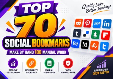 Top 70 Social Bookmarks Make By hand 100 Manual Work