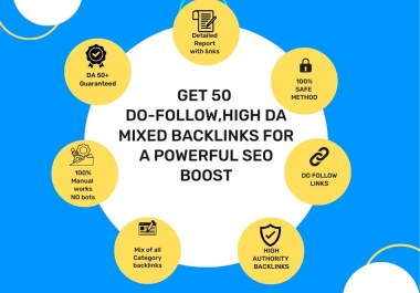 Get 50 Do-Follow, HIGH DA MIXED Backlinks for a Powerful SEO Boost