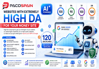 Buy 120 HIGH AUTHORITY Powerful Backlinks DA100