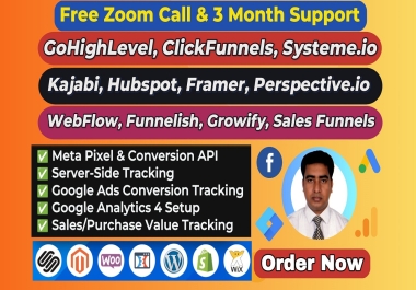 Fix or Setup Meta Pixel,  Tiktok Pixel,  GA4,  Google ads Tracking For GoHighLevel,  ClickFunnels