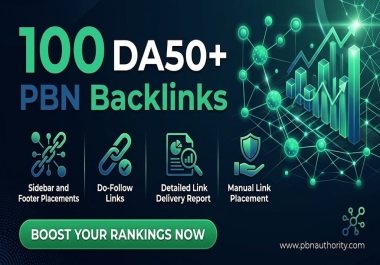 100 DA50+ Sidebar PBN Backlinks Do Follow Homepage Links Permanent SEO Backlinks