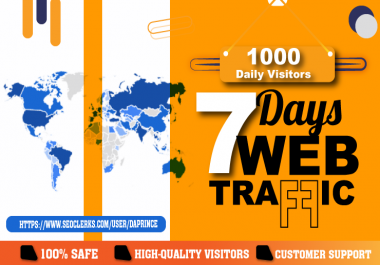 Drive 7 Days Targeted Organic & Social Media WEB TRAFFIC