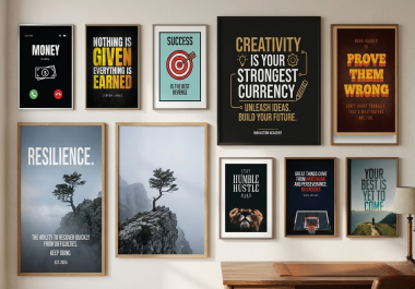 I will design motivational wall art,  typography posters with ai