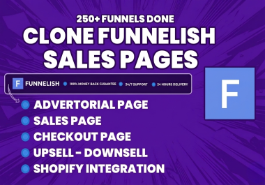 I will clone advertorial and sales page on funnelish