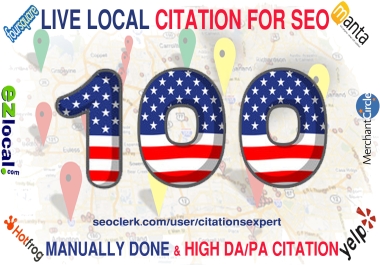 I will Create Manually TOP 100 USA/UK/CA/AU Live Local Citations. Money Back Guarantee