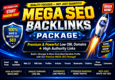 MEGA SEO BACKLINKS PACKAGE - Premium & Powerful Low OBL Domains + High Authority Links
