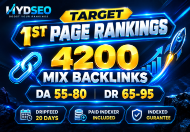 TARGET 1ST PAGE RANKINGS 4200 MIX BACKLINKS DA 55-80 DR 65-95 PAID DOFOLLOW BACKLINKS