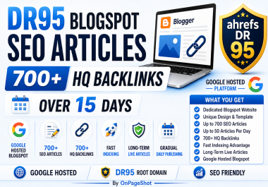 DR95 700+ SEO Articles With 700+ HQ Backlinks Over 15 Days