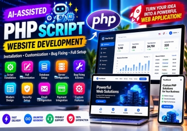 I will build an AI-assisted PHP website or install and customize your PHP script