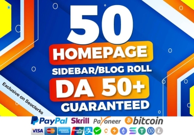 Get Improve Ranking on google 50 Sidebar/blogroll DA50+ Homepage PBN Backlinks