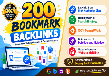 Special Offer 200 High Authority Social Bookmarking Backlinks on High DA PA Websites Increase Google