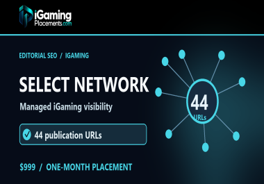 Select 44 iGaming article placements with writing for one month