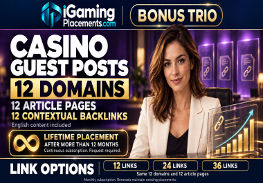12 Casino Guest Posts with English Content and Backlinks IGP Bonus Trio
