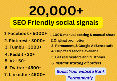 Top 7 Powerful Social Media 20,000 Mixed Social Signals Shares Help Google Ranking & Website Traffic