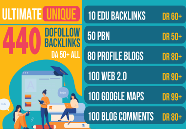Google Ranking or Refund, Powerfully 440 EDU, PBN, Web2, Profile, Google Maps, Blog Comments Backlinks