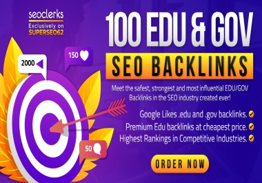 100 EDU/G0V AUTHORITY Backlinks Manually Created From TOP University Domains