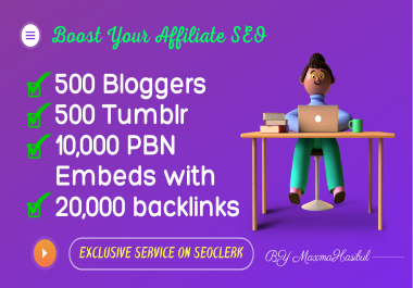 Aff SEO Embeds on 500 Blogs,  5 Weebly,  50k Embeds with 20000 GE Bonus Backlinks
