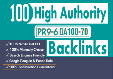 Create 100 high DA90 White Hat SEO Dofollow Profile Backlinks