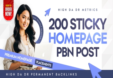 Premium 200 Sticky Homepage PBN Posts on HIGH DA AND DR Permanent Backlinks