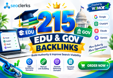 215 Strong And Powerful EDU And GOV Backlinks Get Rank On Google,  ChatGpt,  Gemini
