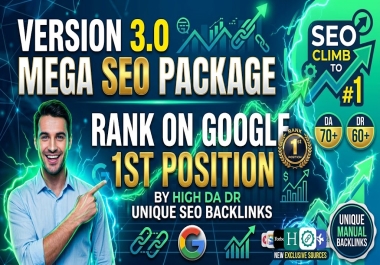 Version 3.0 Mega SEO Package - Rank on Google 1st Position By High DA DR Unique SEO Backlinks