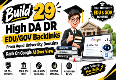 Build 29 High DA DR EDU/GOV Backlinks From Aged University Domains Rank On Google AI Over View