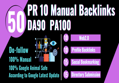 50 Manual pr10 Profile, Bookmark,  Directory Submission,  Web2 Backlinks-Improve Guaranteed