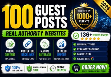I will write and publish 100 guest posts DA 100-40 Domains