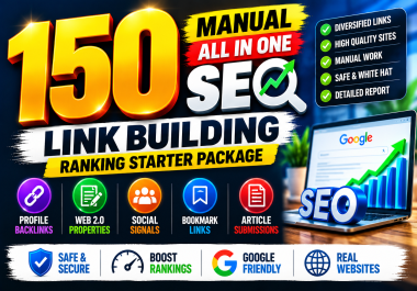 150+ Manual All In One SEO Link Building Ranking Starter Package