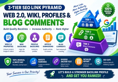 Build a Powerful 3-Tier SEO Link Pyramid Web 2.0,  Wiki,  Profiles & Blog Comments