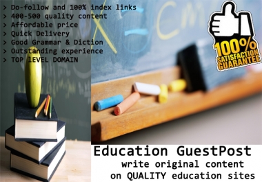 write 2xarticles and publish on 50xTLD education niche da score 15-30