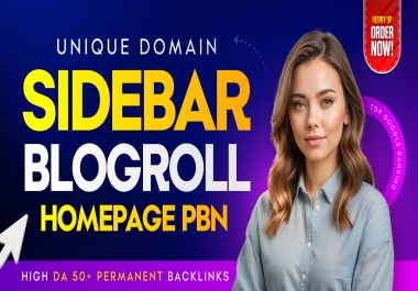 Unique Domain 50 Pbn Permanent Sidebar-blogRoll PBN Backlinks DA50+