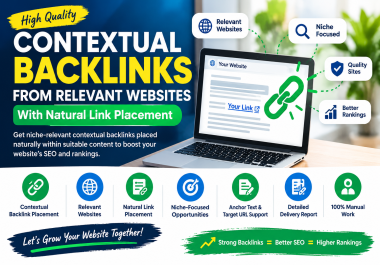 I will build contextual backlinks from relevant websites and place your link naturally within suitab