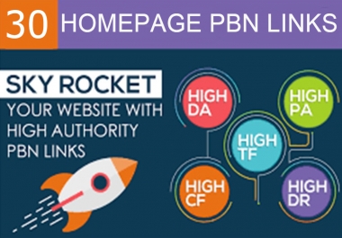 Do Manualy 30 High Quality Homepage Pbn backlinks DA/PA/Tf/Cf 20+